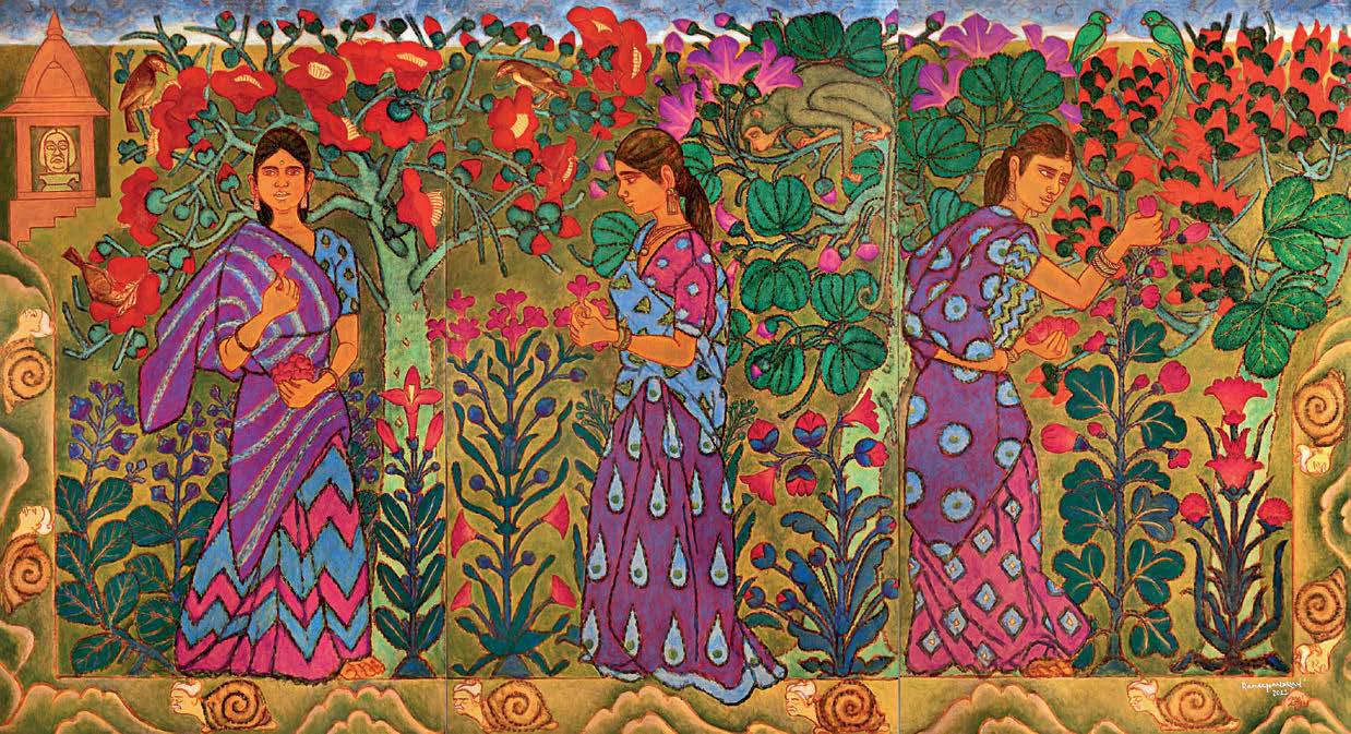 Obeshwar by A. Ramachandran, Oil on canvas, 2022 78 x 192 inches